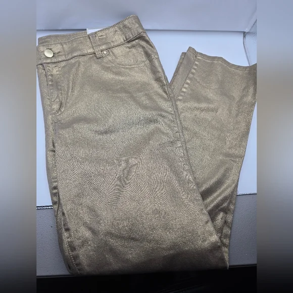 Chico's Platnum Label Gold Shimmer Jeans - Picture 2 of 12